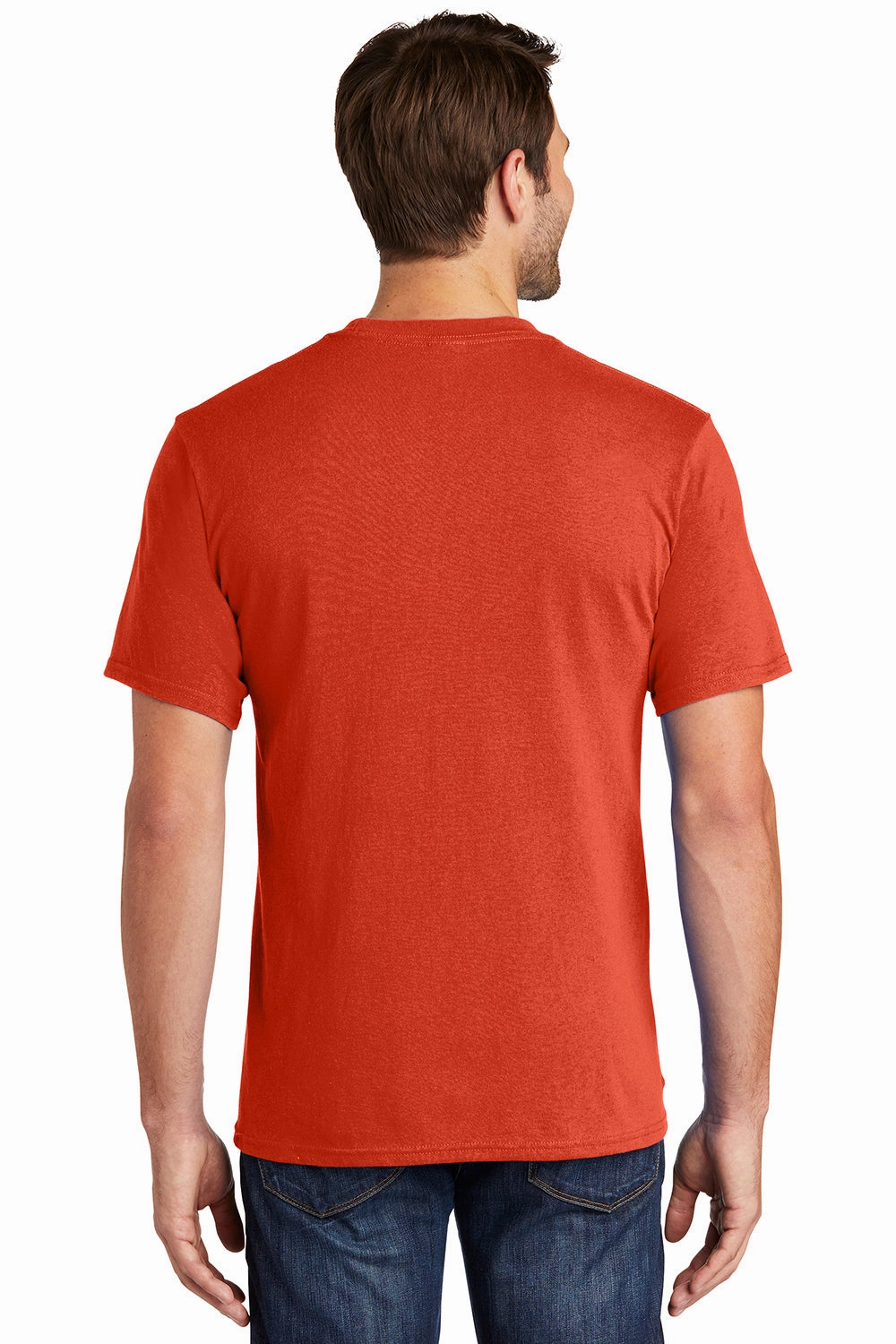 Port & Company Mens Core Short Sleeve Crewneck T-Shirt w/ Pocket - Orange