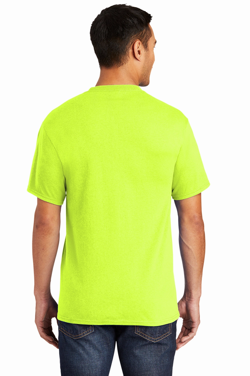 Port & Company Mens Core Short Sleeve Crewneck T-Shirt w/ Pocket - Safety Green