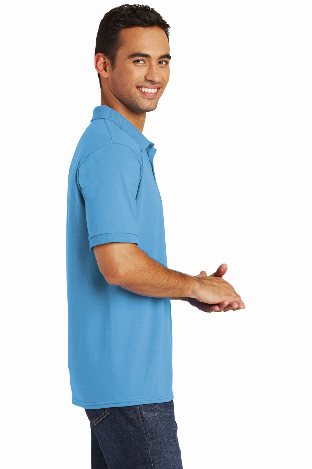 Port & Company Mens Core Stain Resistant Short Sleeve Polo Shirt - Aquatic Blue