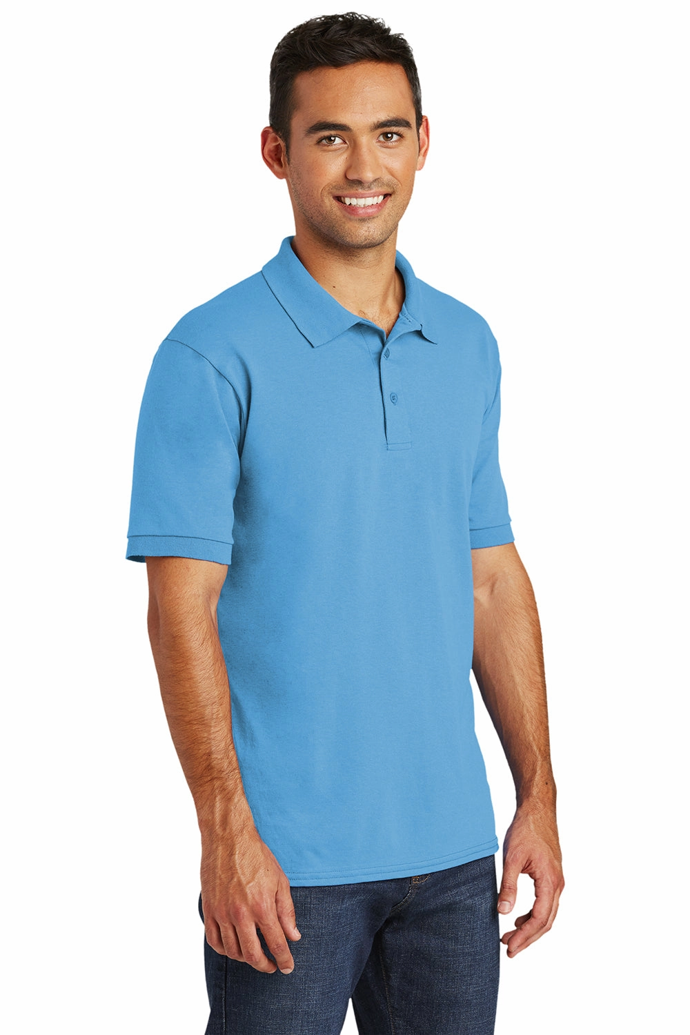 Port & Company Mens Core Stain Resistant Short Sleeve Polo Shirt - Aquatic Blue