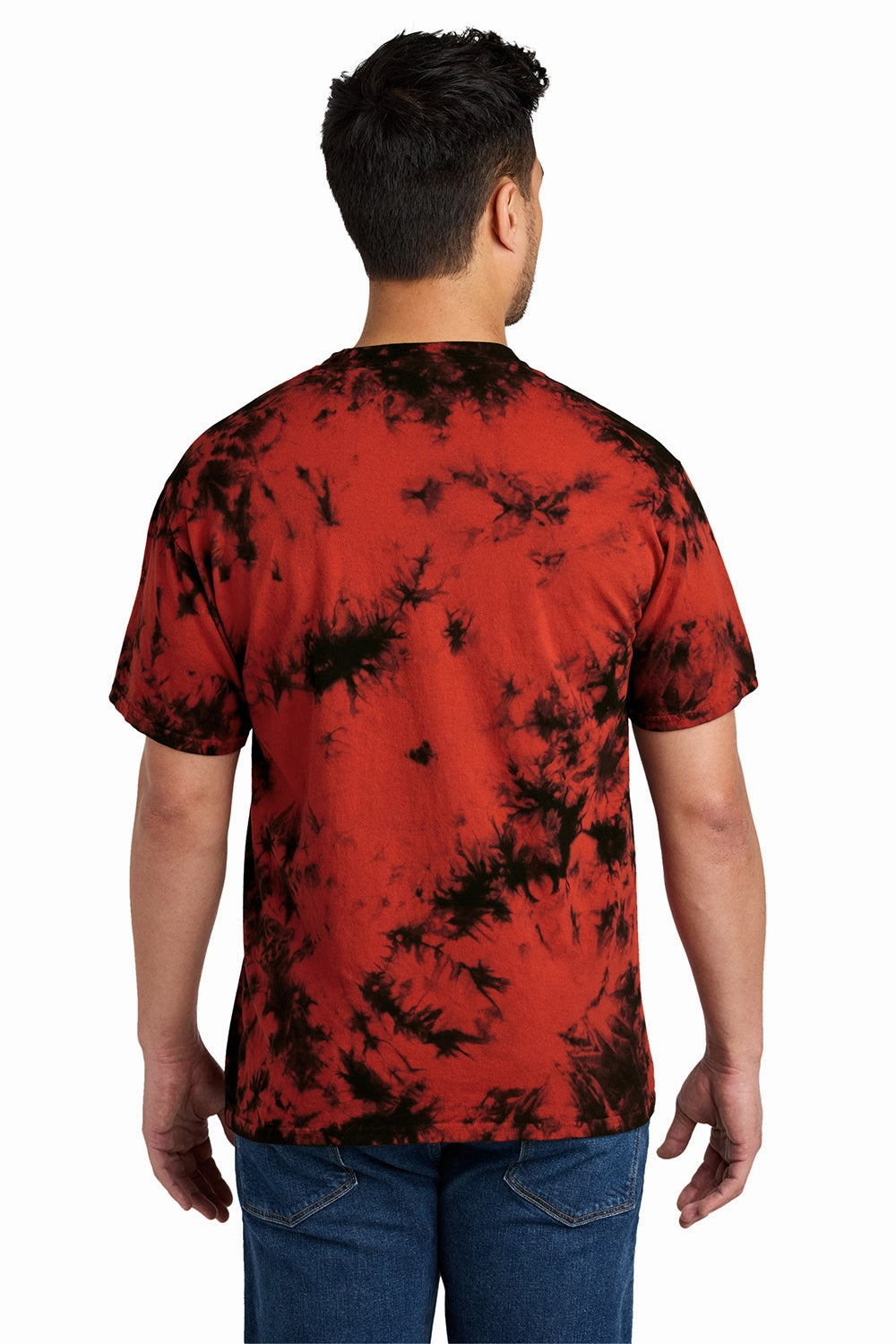 Port & Company Mens Crystal Tie-Dye Short Sleeve Crewneck T-Shirt - Black/Red