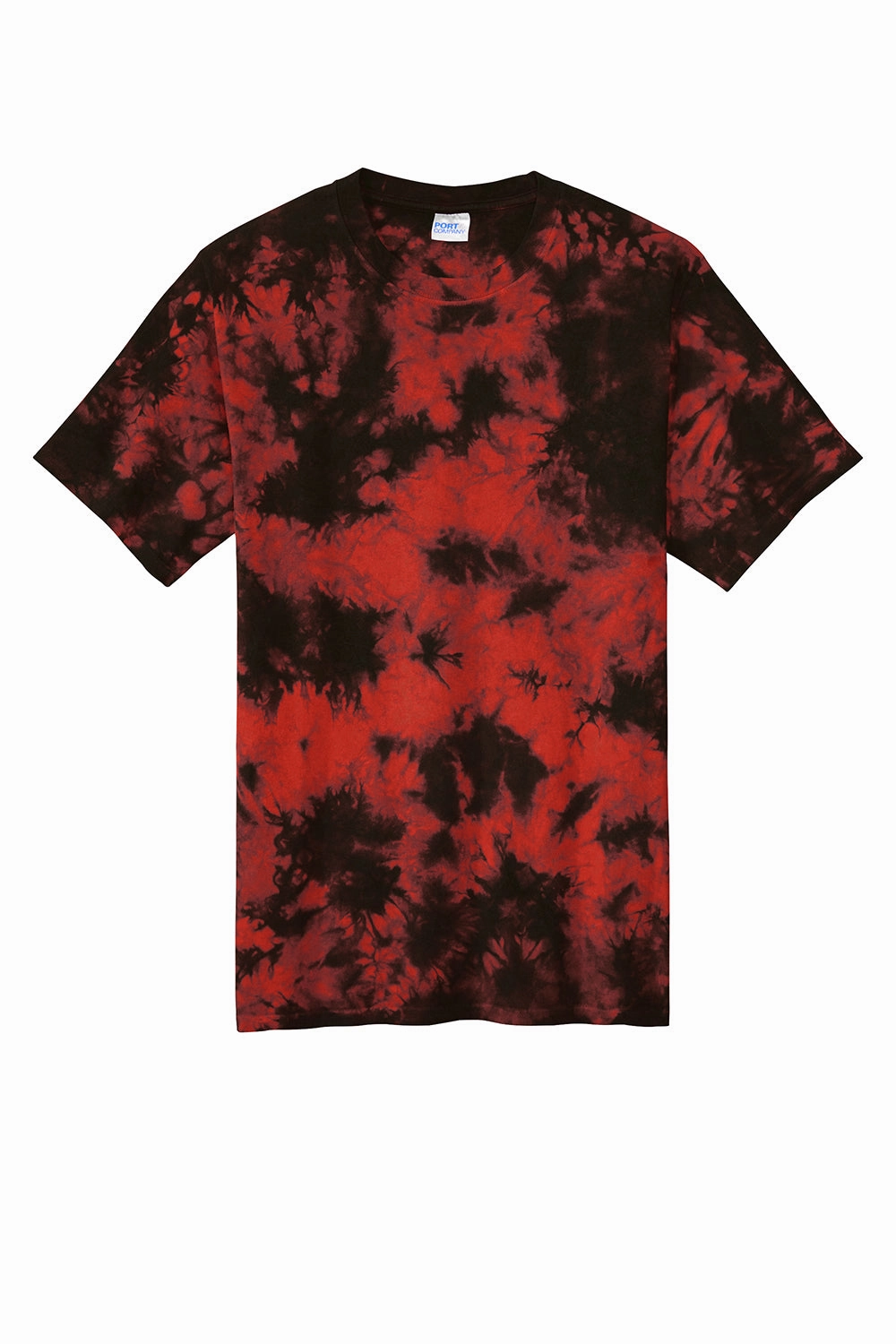 Port & Company Mens Crystal Tie-Dye Short Sleeve Crewneck T-Shirt - Black/Red