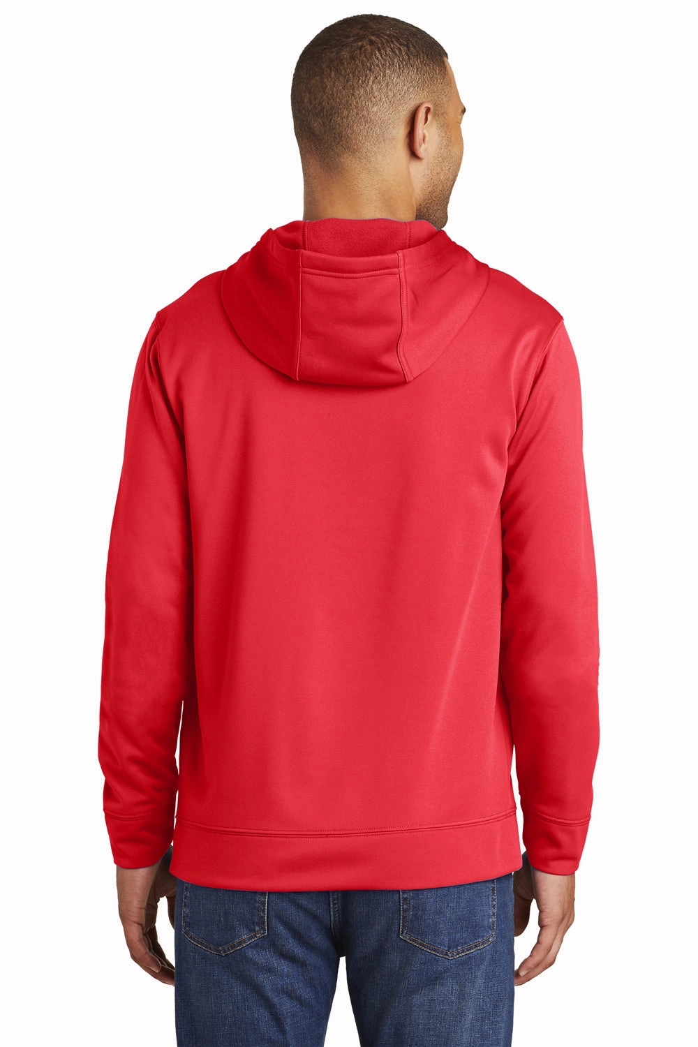 Port & Company Mens Dry Zone Performance Moisture Wicking Fleece Hooded Sweatshirt Hoodie w/ Pouch Pocket - Red