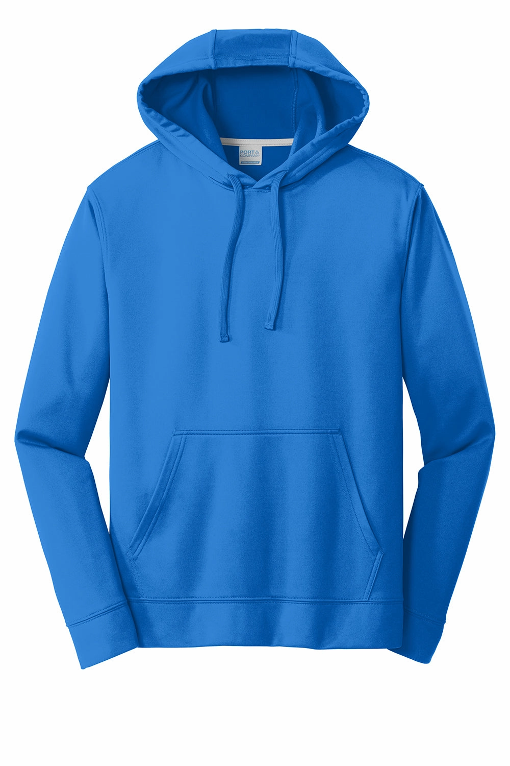 Port & Company Mens Dry Zone Performance Moisture Wicking Fleece Hooded Sweatshirt Hoodie w/ Pouch Pocket - Royal Blue