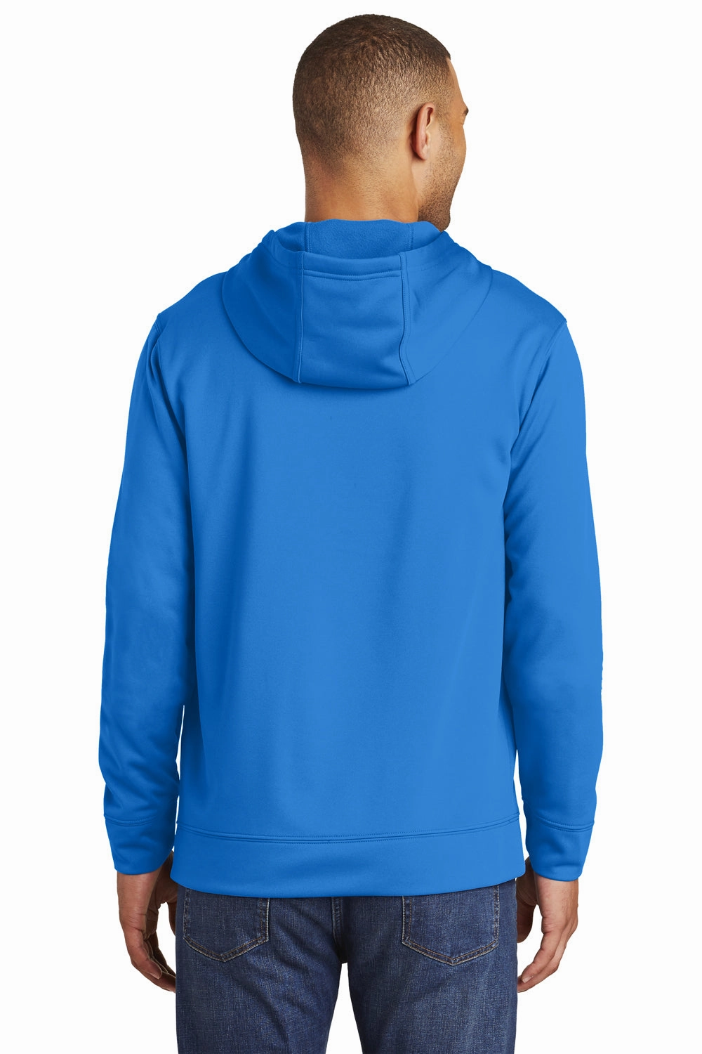Port & Company Mens Dry Zone Performance Moisture Wicking Fleece Hooded Sweatshirt Hoodie w/ Pouch Pocket - Royal Blue