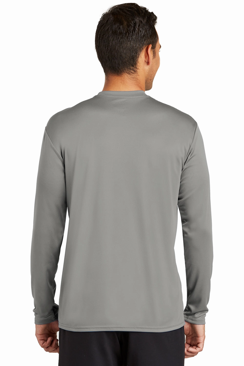 Port & Company Mens Dry Zone Performance Moisture Wicking Long Sleeve Crewneck T-Shirt - Concrete Grey