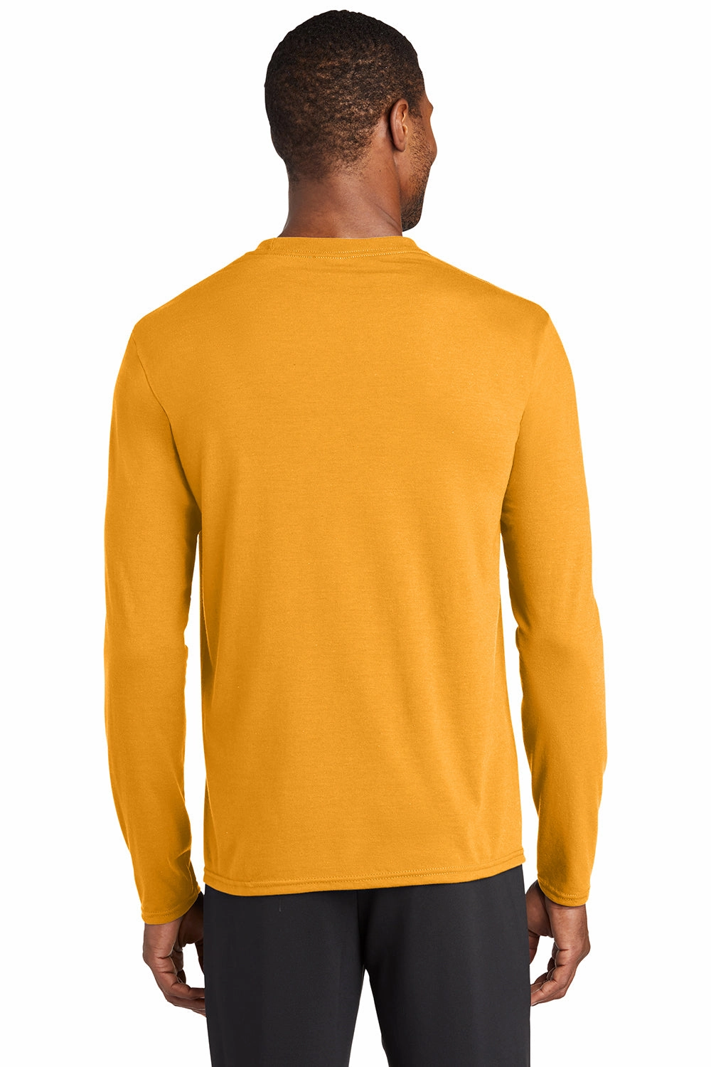 Port & Company Mens Dry Zone Performance Moisture Wicking Long Sleeve Crewneck T-Shirt - Gold