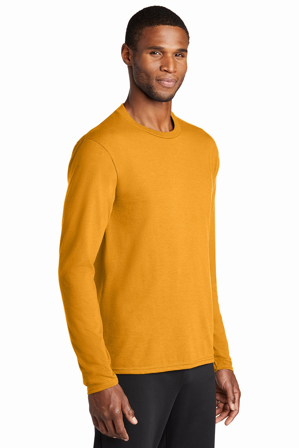 Port & Company Mens Dry Zone Performance Moisture Wicking Long Sleeve Crewneck T-Shirt - Gold