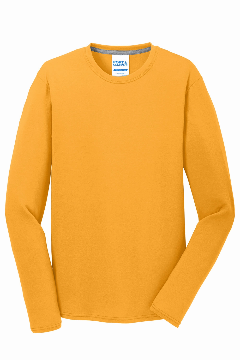 Port & Company Mens Dry Zone Performance Moisture Wicking Long Sleeve Crewneck T-Shirt - Gold