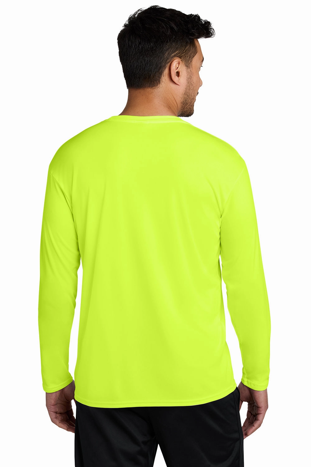 Port & Company Mens Dry Zone Performance Moisture Wicking Long Sleeve Crewneck T-Shirt - Neon Yellow