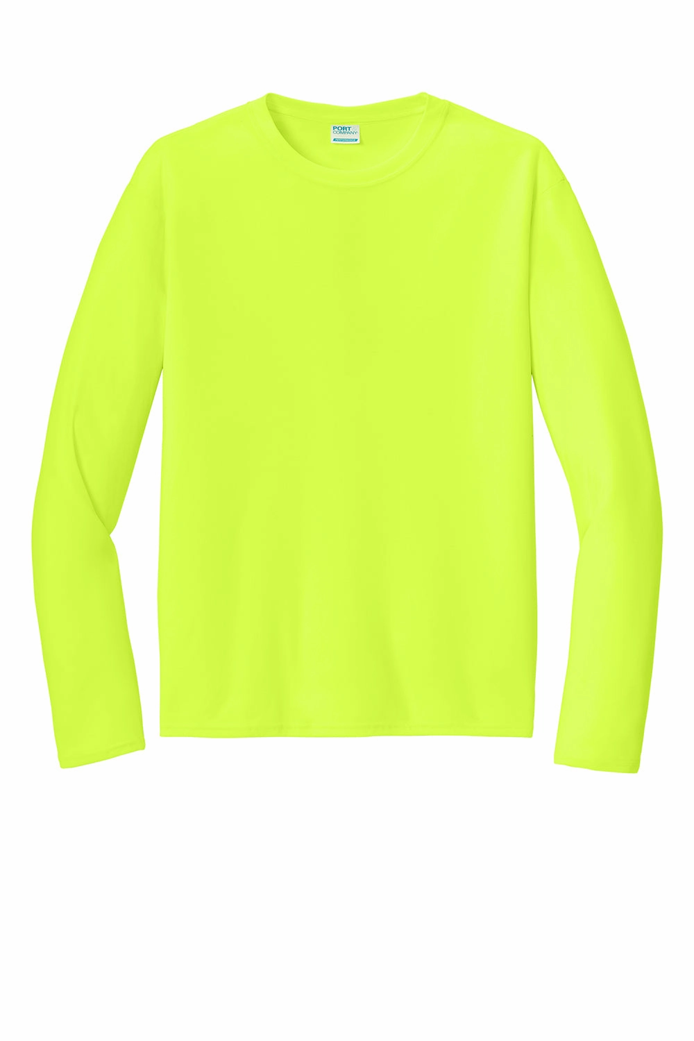 Port & Company Mens Dry Zone Performance Moisture Wicking Long Sleeve Crewneck T-Shirt - Neon Yellow