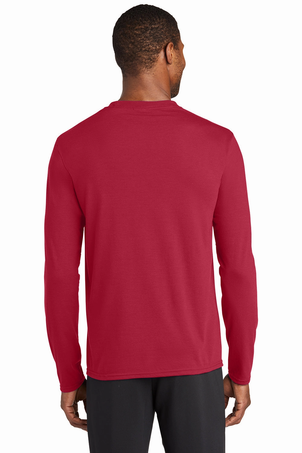 Port & Company Mens Dry Zone Performance Moisture Wicking Long Sleeve Crewneck T-Shirt - Red