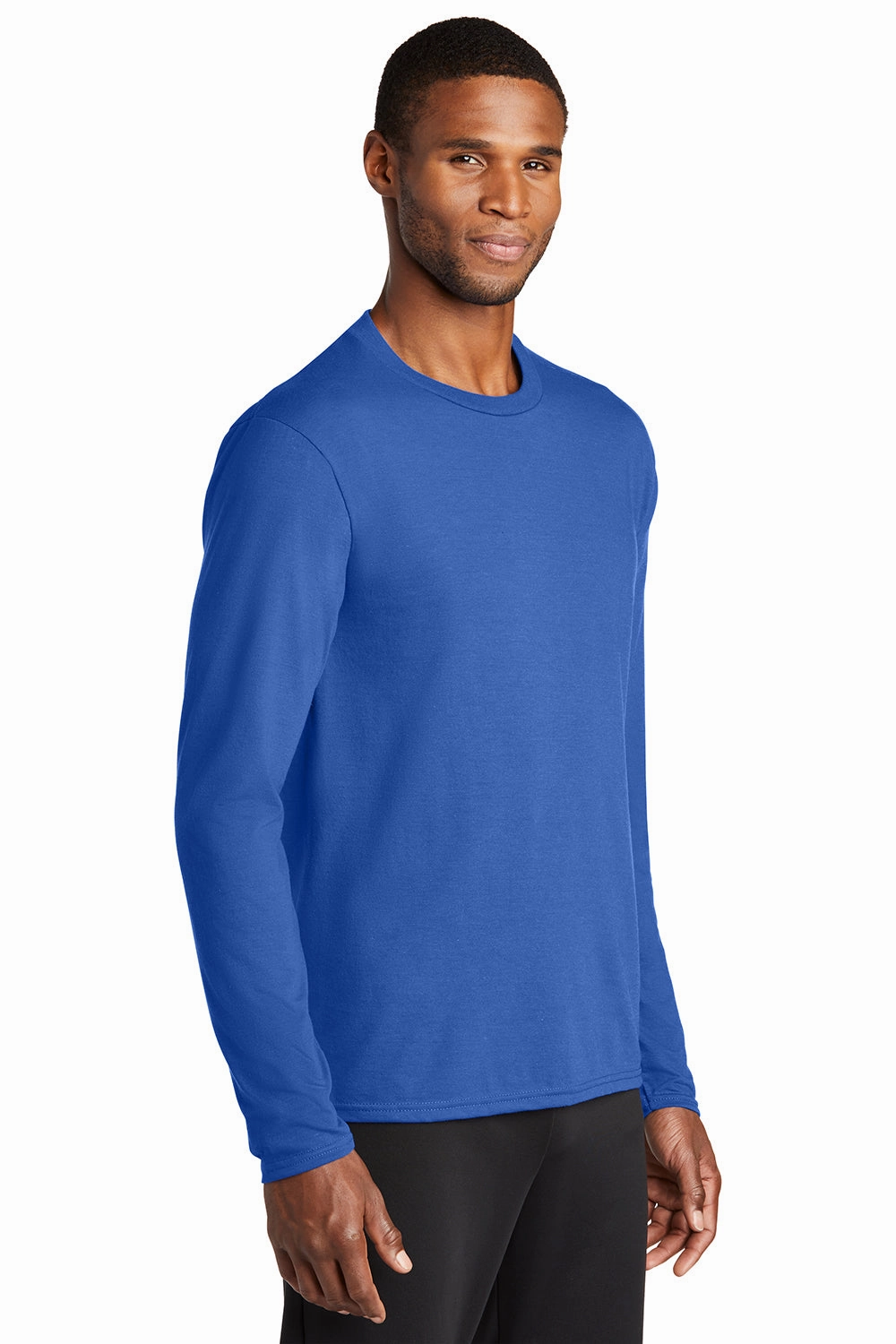 Port & Company Mens Dry Zone Performance Moisture Wicking Long Sleeve Crewneck T-Shirt - True Royal Blue