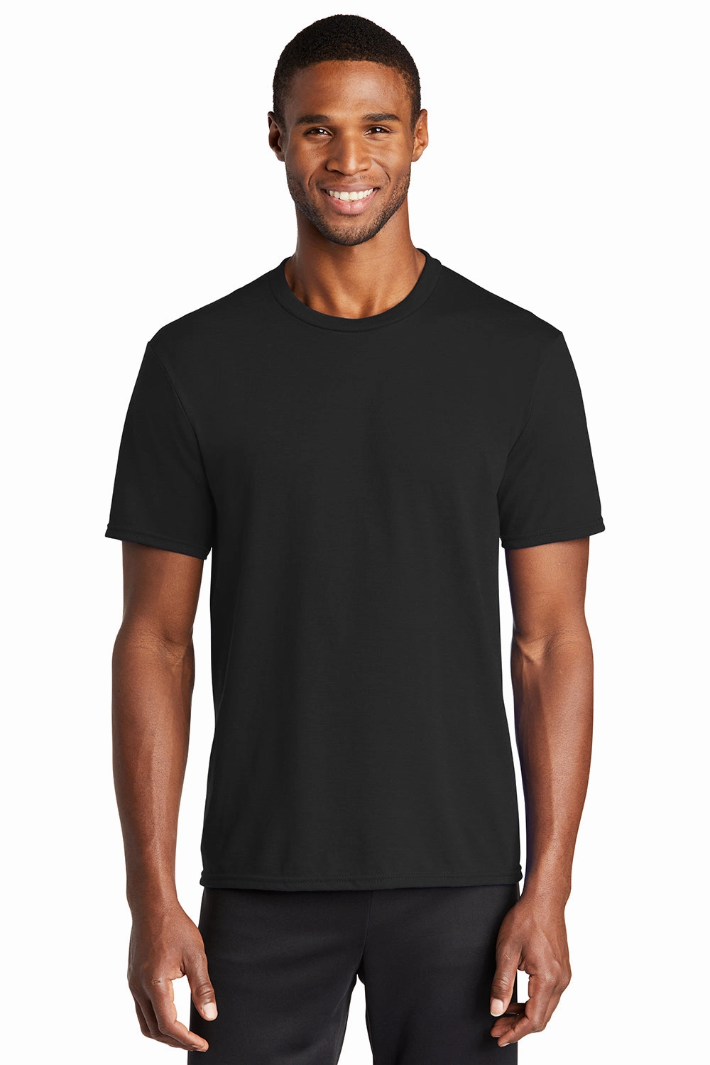 Port & Company Mens Dry Zone Performance Moisture Wicking Short Sleeve Crewneck T-Shirt - Jet Black
