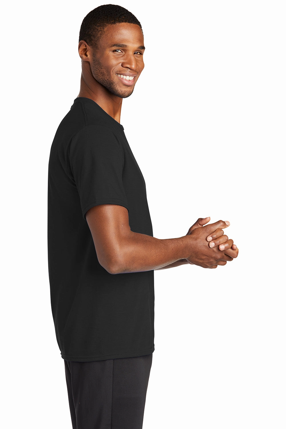 Port & Company Mens Dry Zone Performance Moisture Wicking Short Sleeve Crewneck T-Shirt - Jet Black