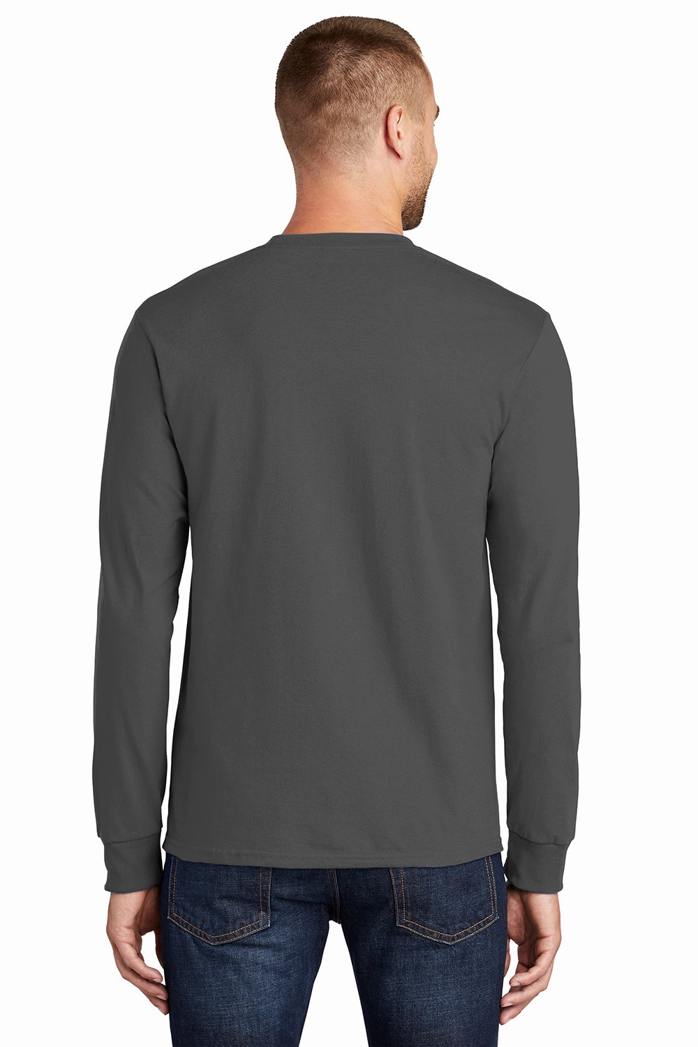 Port & Company Mens Essential Long Sleeve Crewneck T-Shirt - Charcoal Grey