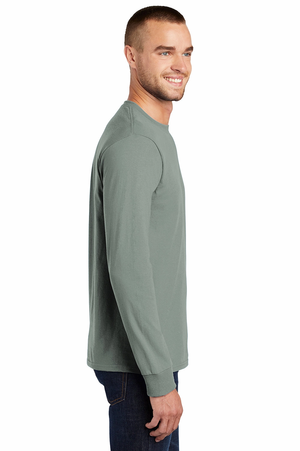 Port & Company Mens Essential Long Sleeve Crewneck T-Shirt - Stonewashed Green
