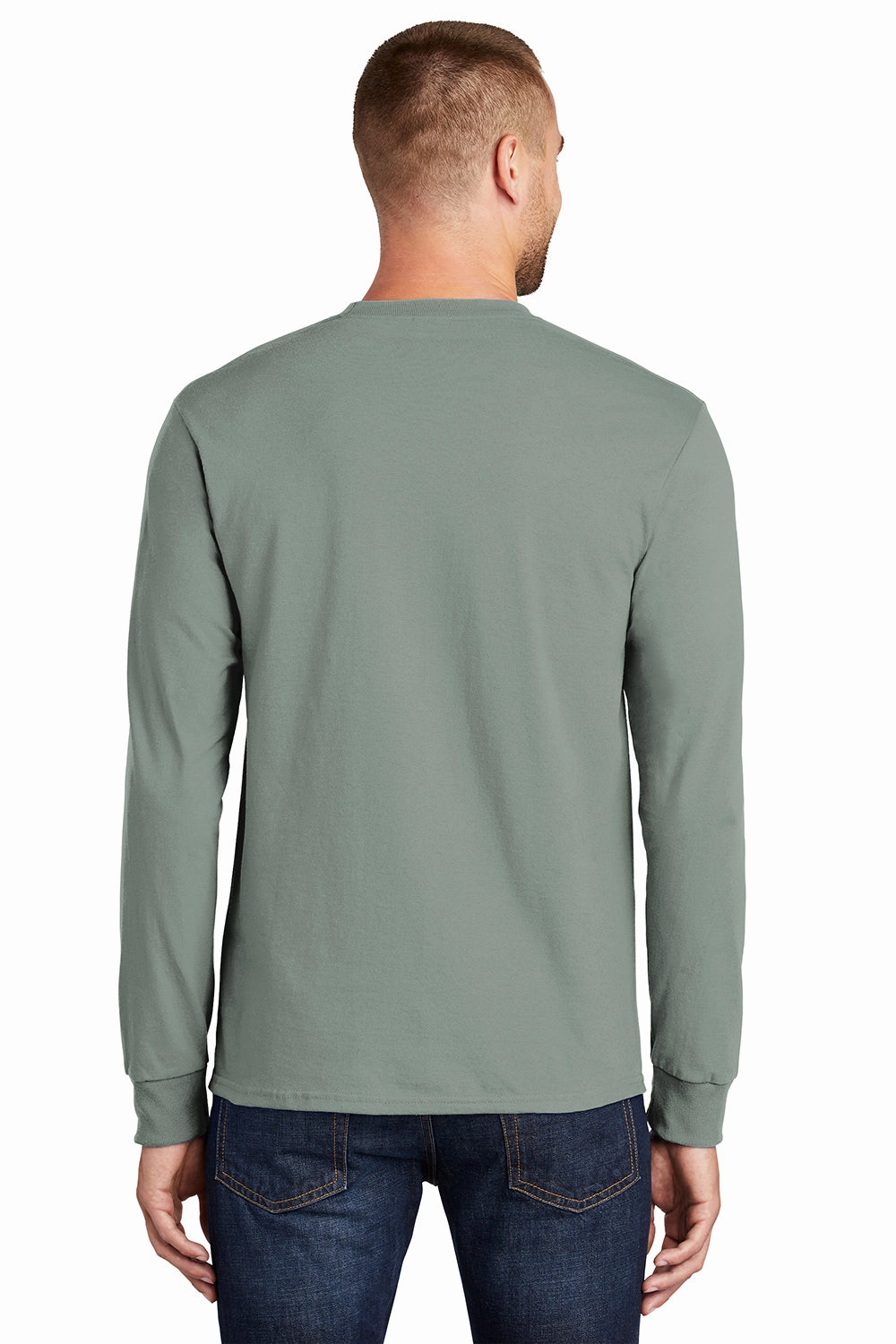 Port & Company Mens Essential Long Sleeve Crewneck T-Shirt - Stonewashed Green