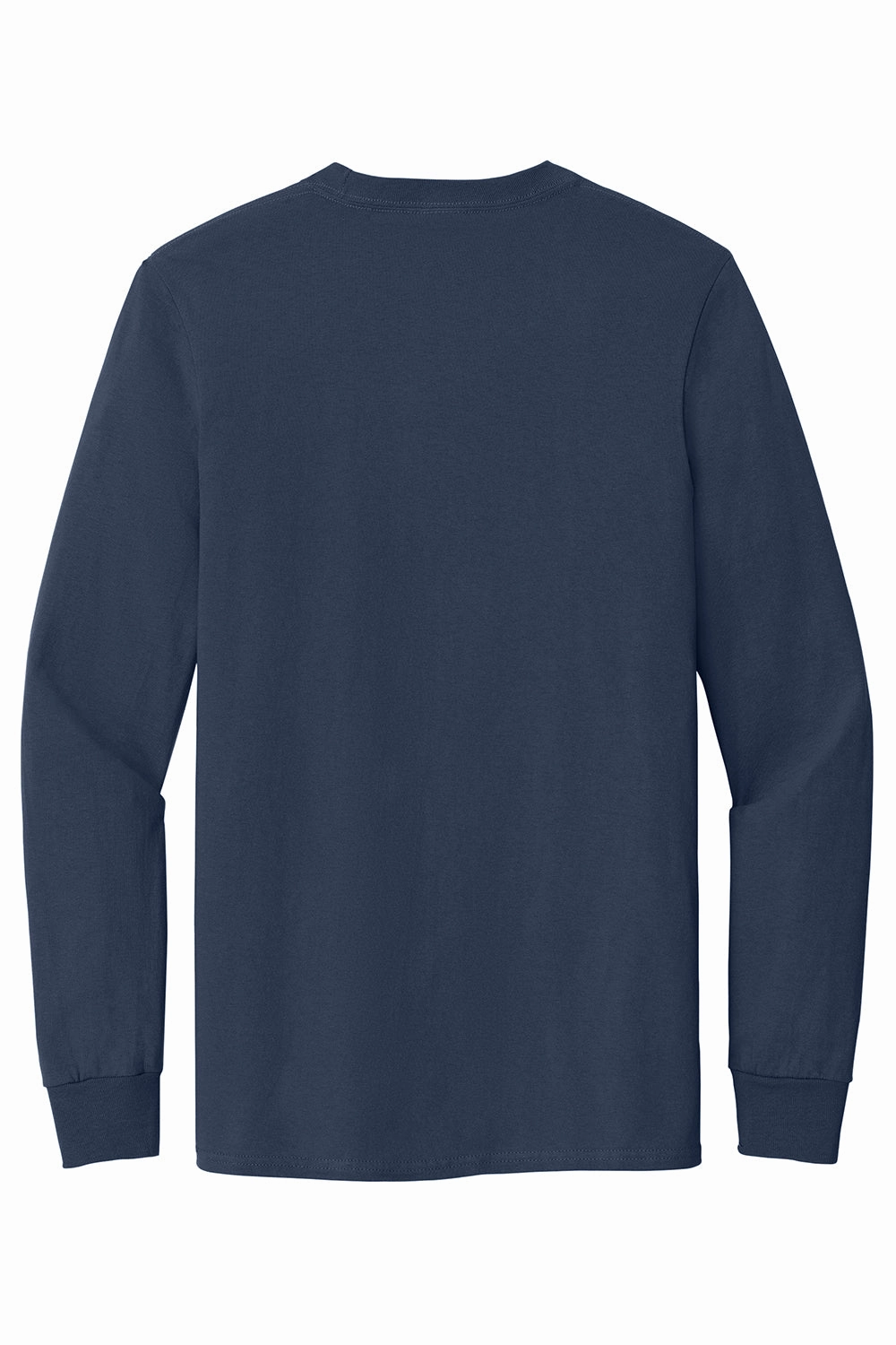 Port & Company Mens Essential Long Sleeve Crewneck T-Shirt w/ Pocket - Navy Blue