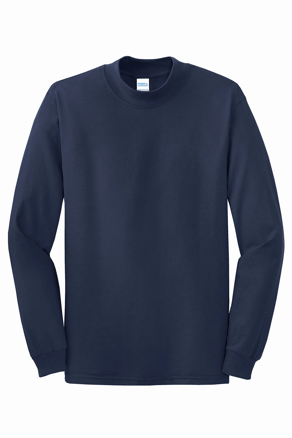 Port & Company Mens Essential Long Sleeve Mock Neck T-Shirt - Navy Blue