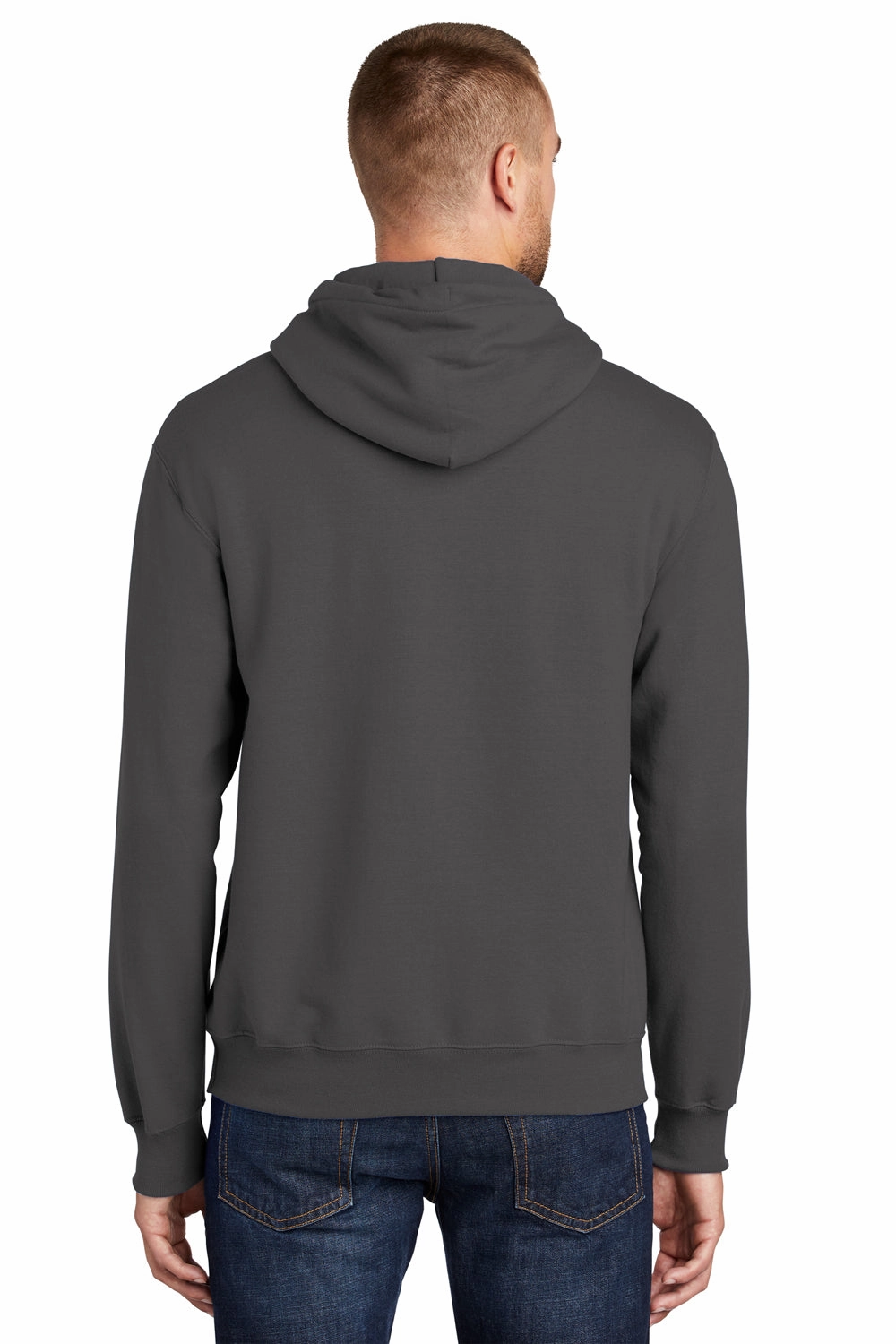 Port & Company Mens Essential Pill Resistant Fleece Hooded Sweatshirt Hoodie w/ Pouch Pocket - Charcoal Grey