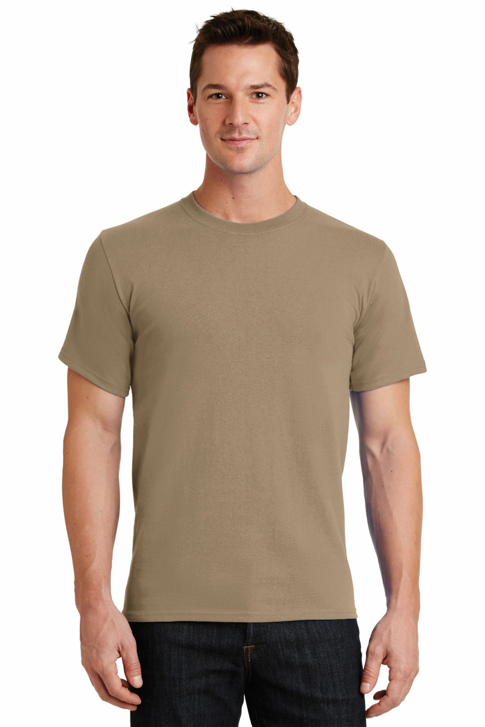Port & Company Mens Essential Short Sleeve Crewneck T-Shirt - Sand Brown