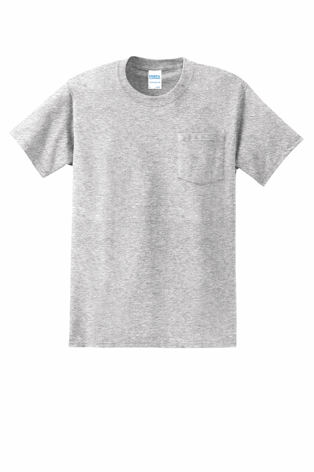 Port & Company Mens Essential Short Sleeve Crewneck T-Shirt w/ Pocket - Ash Grey