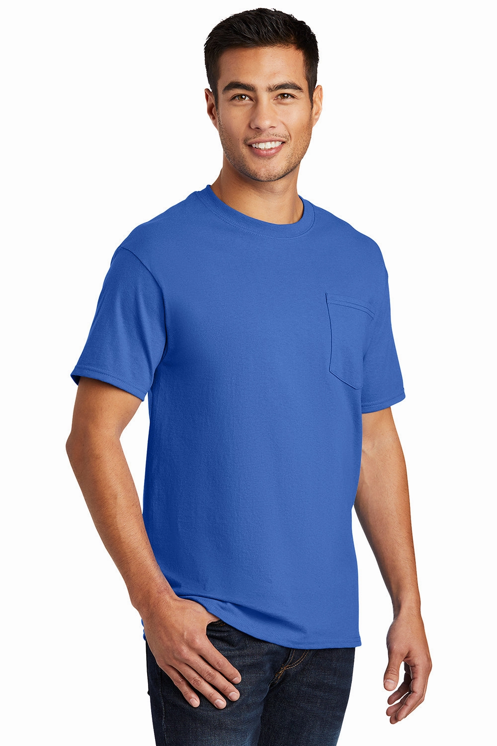 Port & Company Mens Essential Short Sleeve Crewneck T-Shirt w/ Pocket - Royal Blue