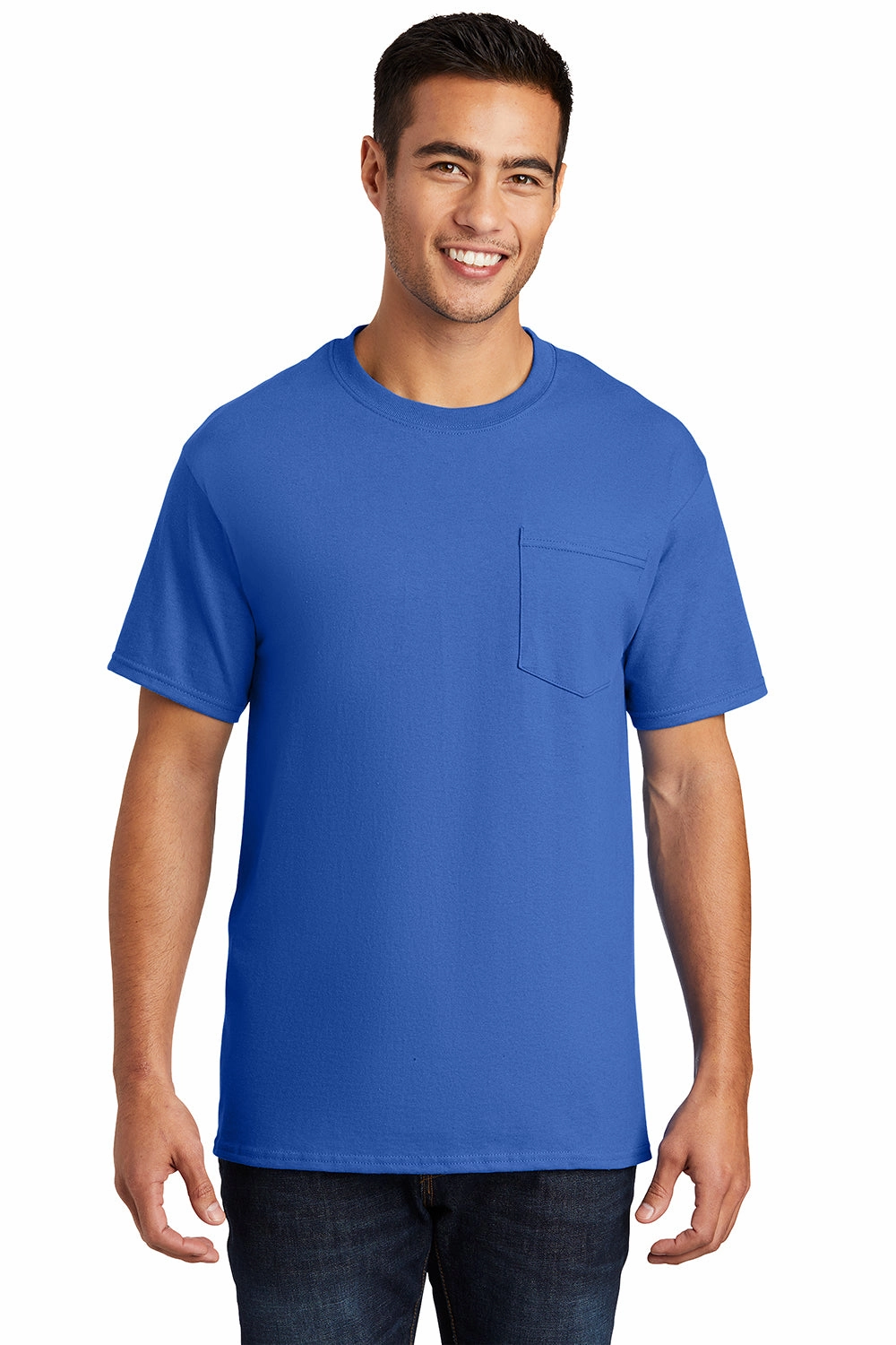 Port & Company Mens Essential Short Sleeve Crewneck T-Shirt w/ Pocket - Royal Blue