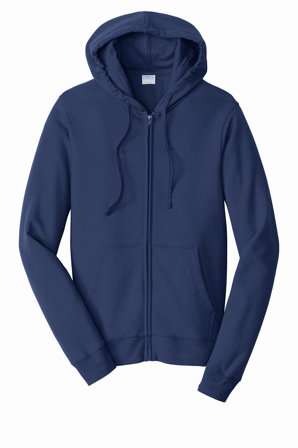 Port & Company Mens Fan Favorite Fleece Full Zip Hooded Sweatshirt Hoodie w/ Pockets - Team Navy Blue