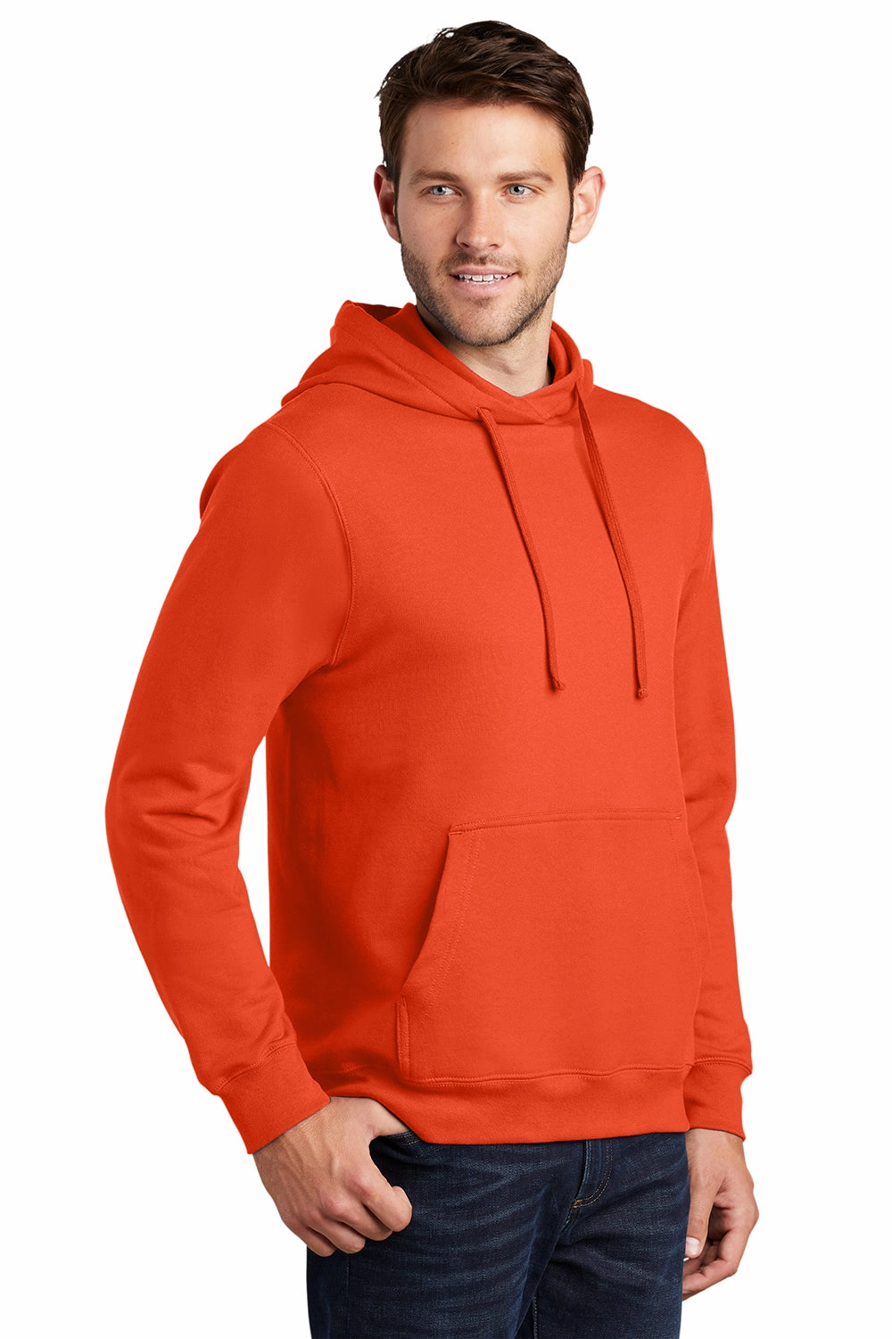 Port & Company Mens Fan Favorite Fleece Hooded Sweatshirt Hoodie w/ Pouch Pocket - Orange