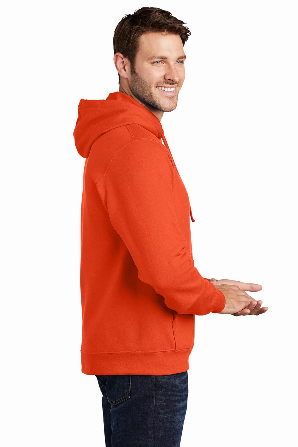 Port & Company Mens Fan Favorite Fleece Hooded Sweatshirt Hoodie w/ Pouch Pocket - Orange