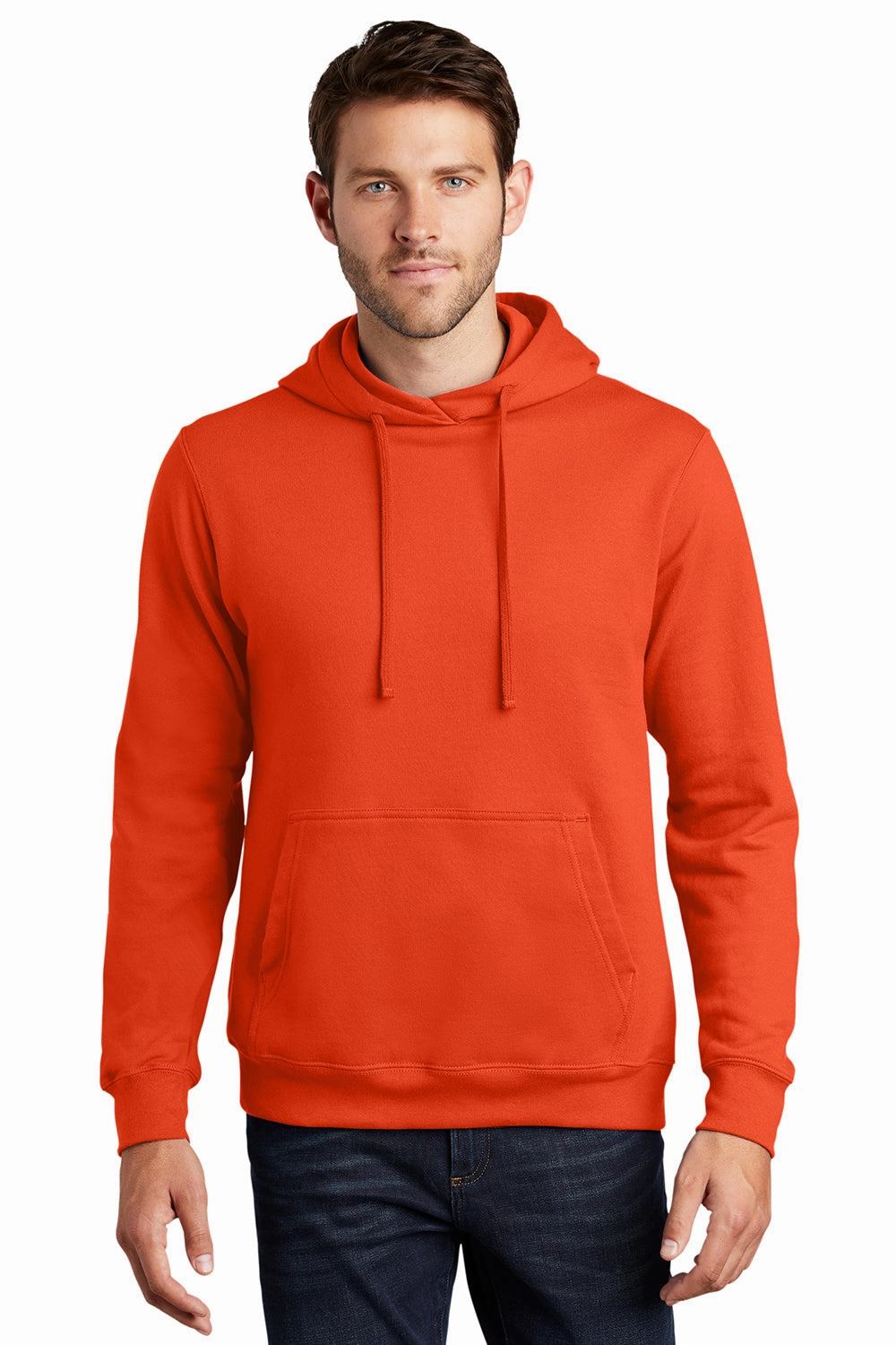Port & Company Mens Fan Favorite Fleece Hooded Sweatshirt Hoodie w/ Pouch Pocket - Orange
