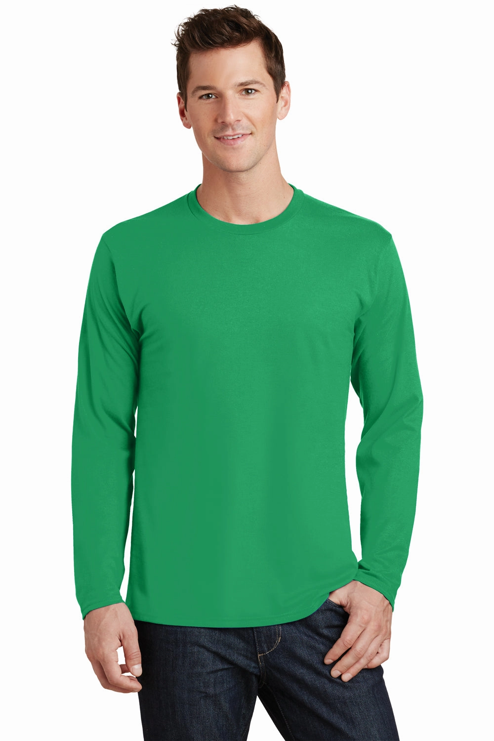 Port & Company Mens Fan Favorite Long Sleeve Crewneck T-Shirt - Athletic Kelly Green
