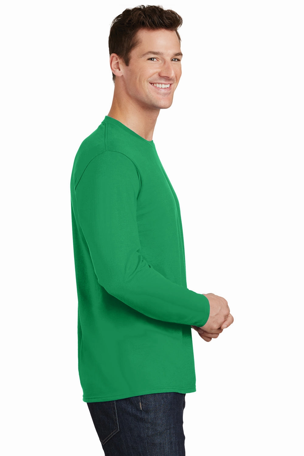 Port & Company Mens Fan Favorite Long Sleeve Crewneck T-Shirt - Athletic Kelly Green