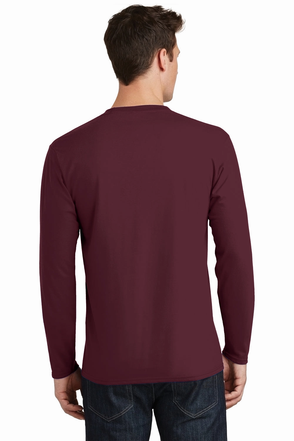 Port & Company Mens Fan Favorite Long Sleeve Crewneck T-Shirt - Athletic Maroon - Closeout