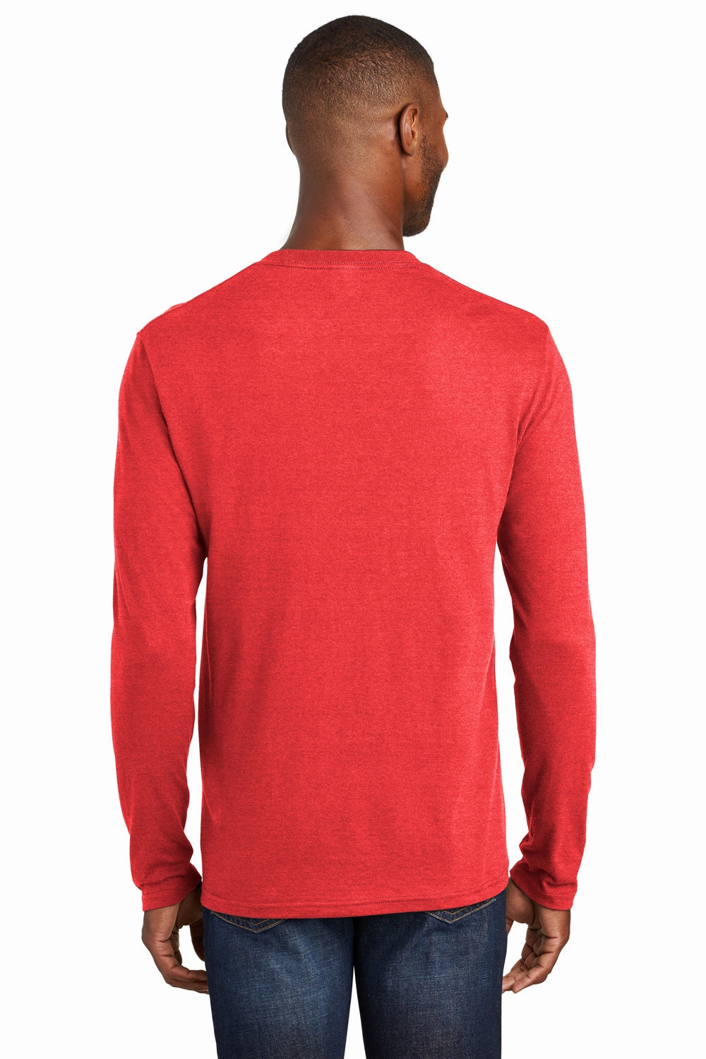 Port & Company Mens Fan Favorite Long Sleeve Crewneck T-Shirt - Heather Bright Red