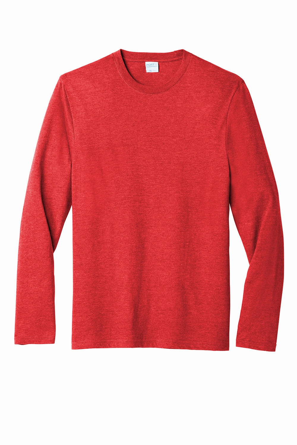 Port & Company Mens Fan Favorite Long Sleeve Crewneck T-Shirt - Heather Bright Red