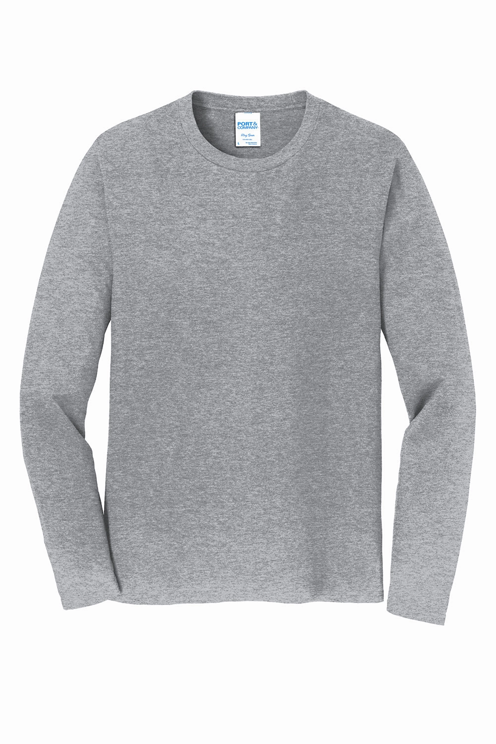 Port & Company Mens Fan Favorite Long Sleeve Crewneck T-Shirt - Heather Grey