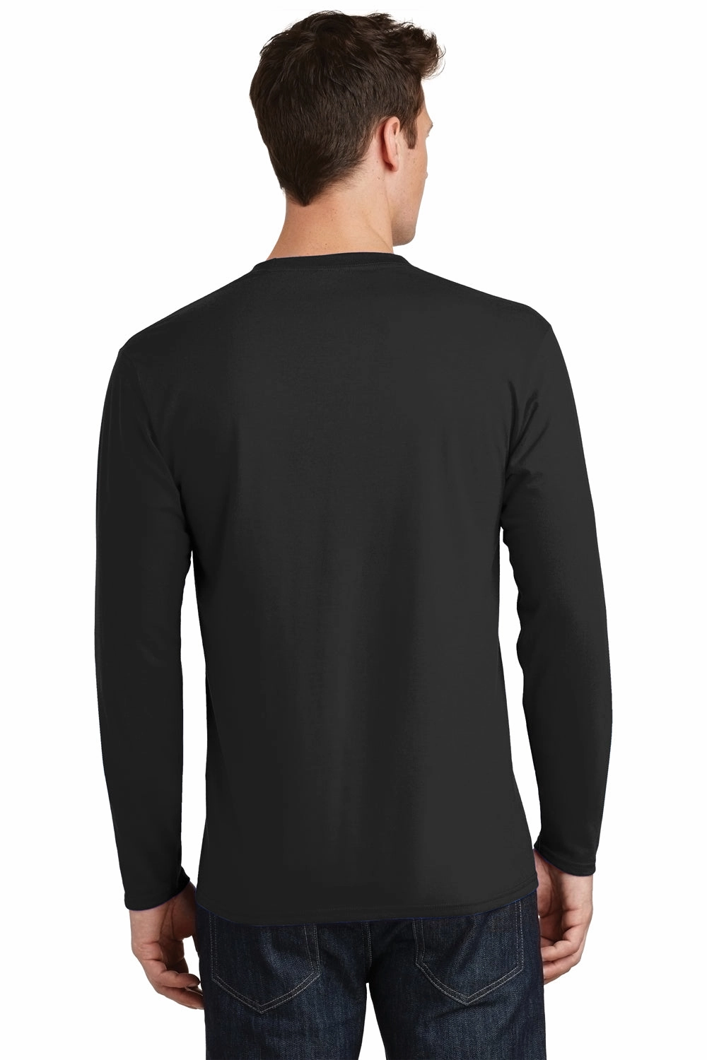 Port & Company Mens Fan Favorite Long Sleeve Crewneck T-Shirt - Jet Black