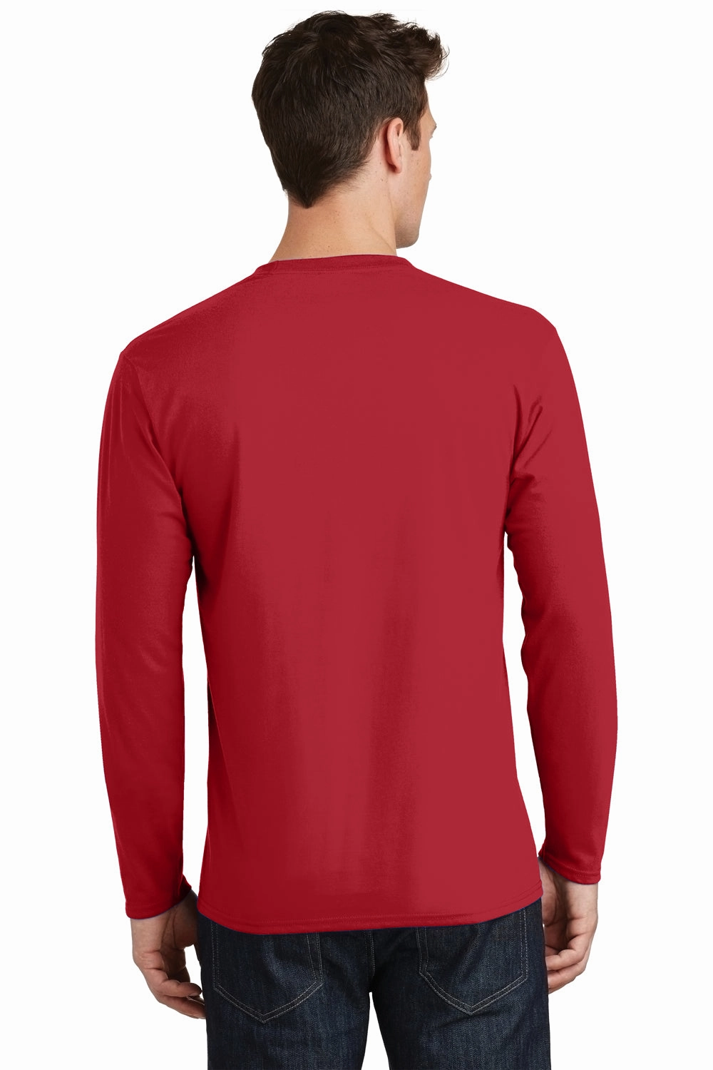 Port & Company Mens Fan Favorite Long Sleeve Crewneck T-Shirt - Team Cardinal Red