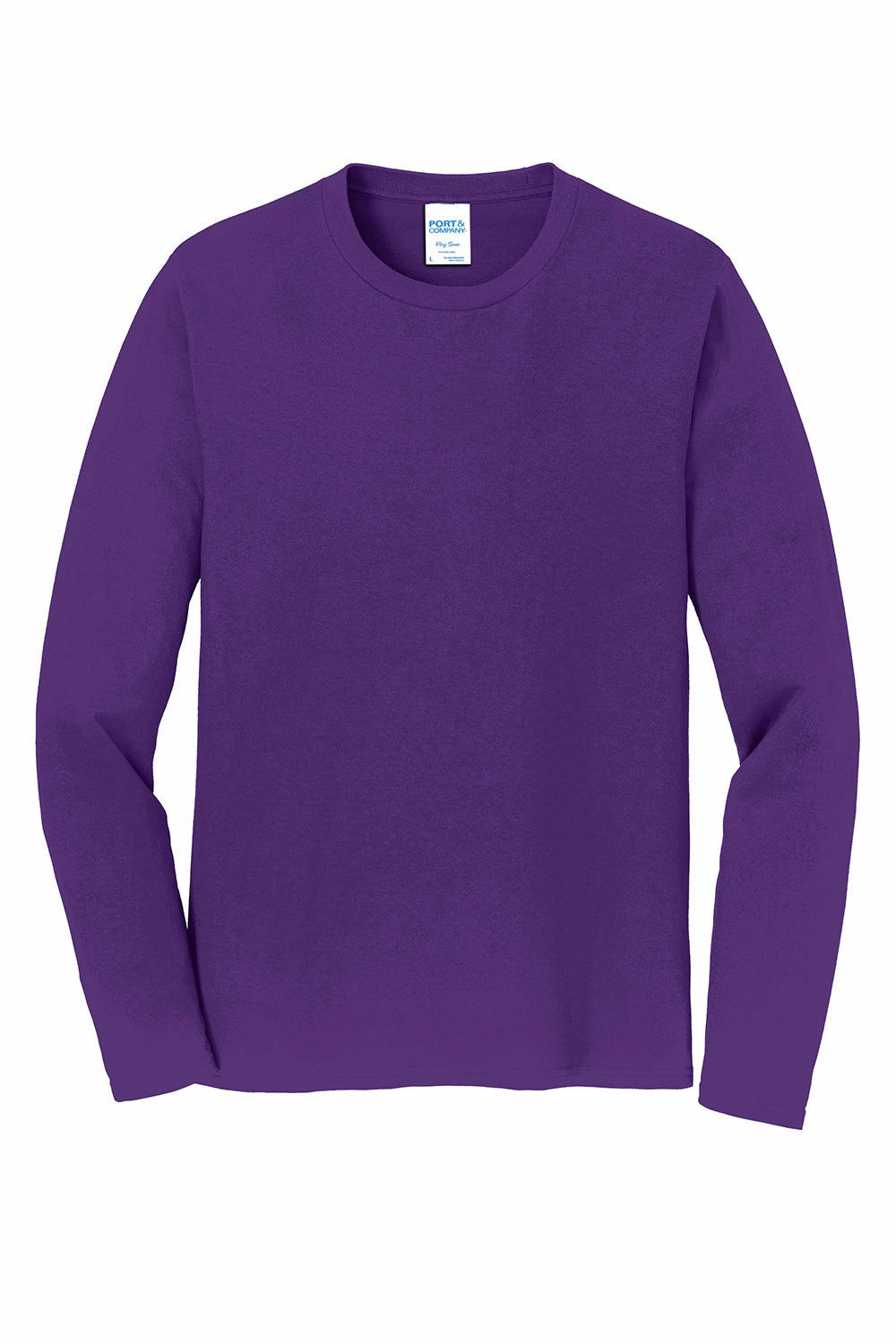 Port & Company Mens Fan Favorite Long Sleeve Crewneck T-Shirt - Team Purple