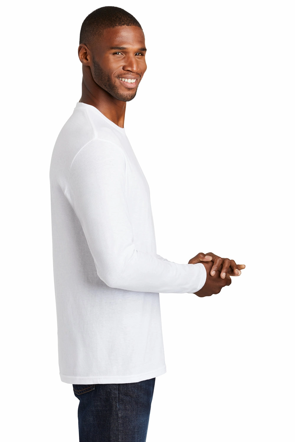 Port & Company Mens Fan Favorite Long Sleeve Crewneck T-Shirt - White