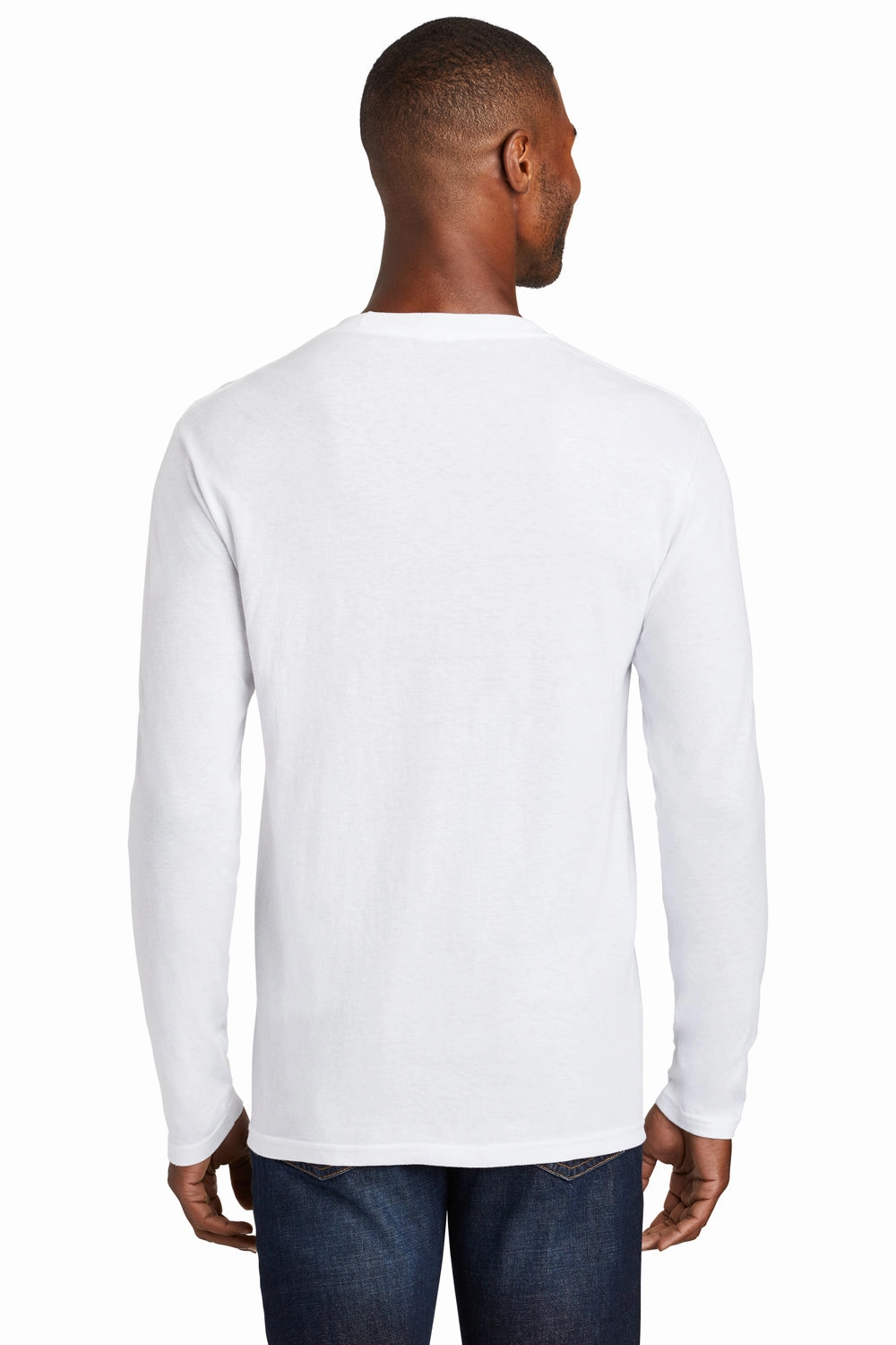 Port & Company Mens Fan Favorite Long Sleeve Crewneck T-Shirt - White
