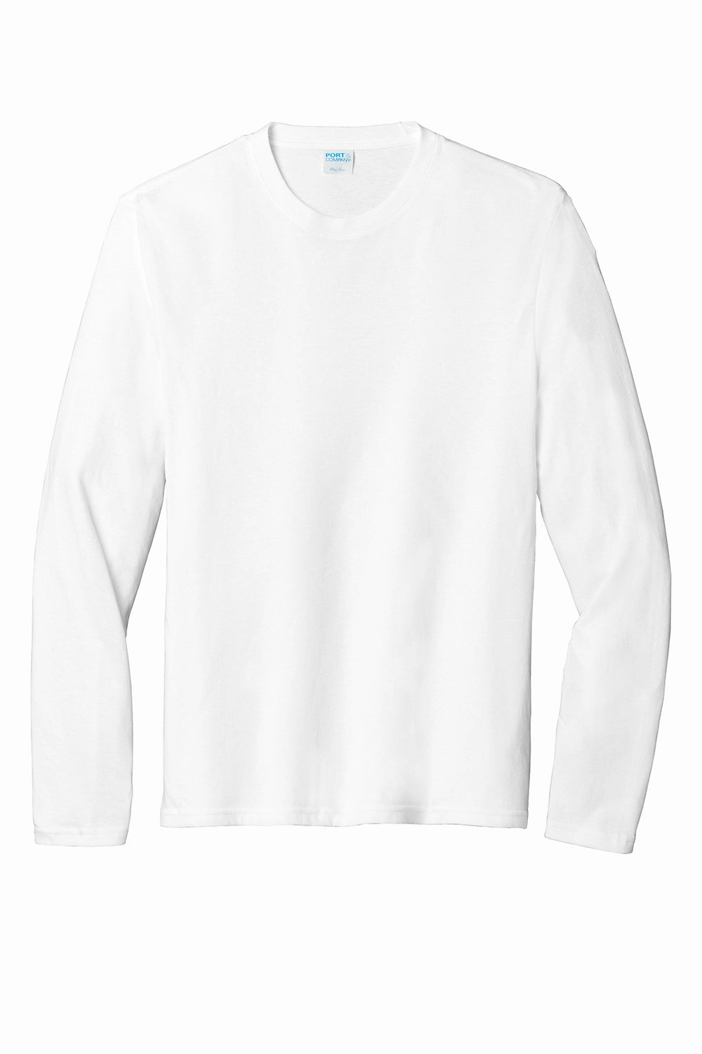 Port & Company Mens Fan Favorite Long Sleeve Crewneck T-Shirt - White