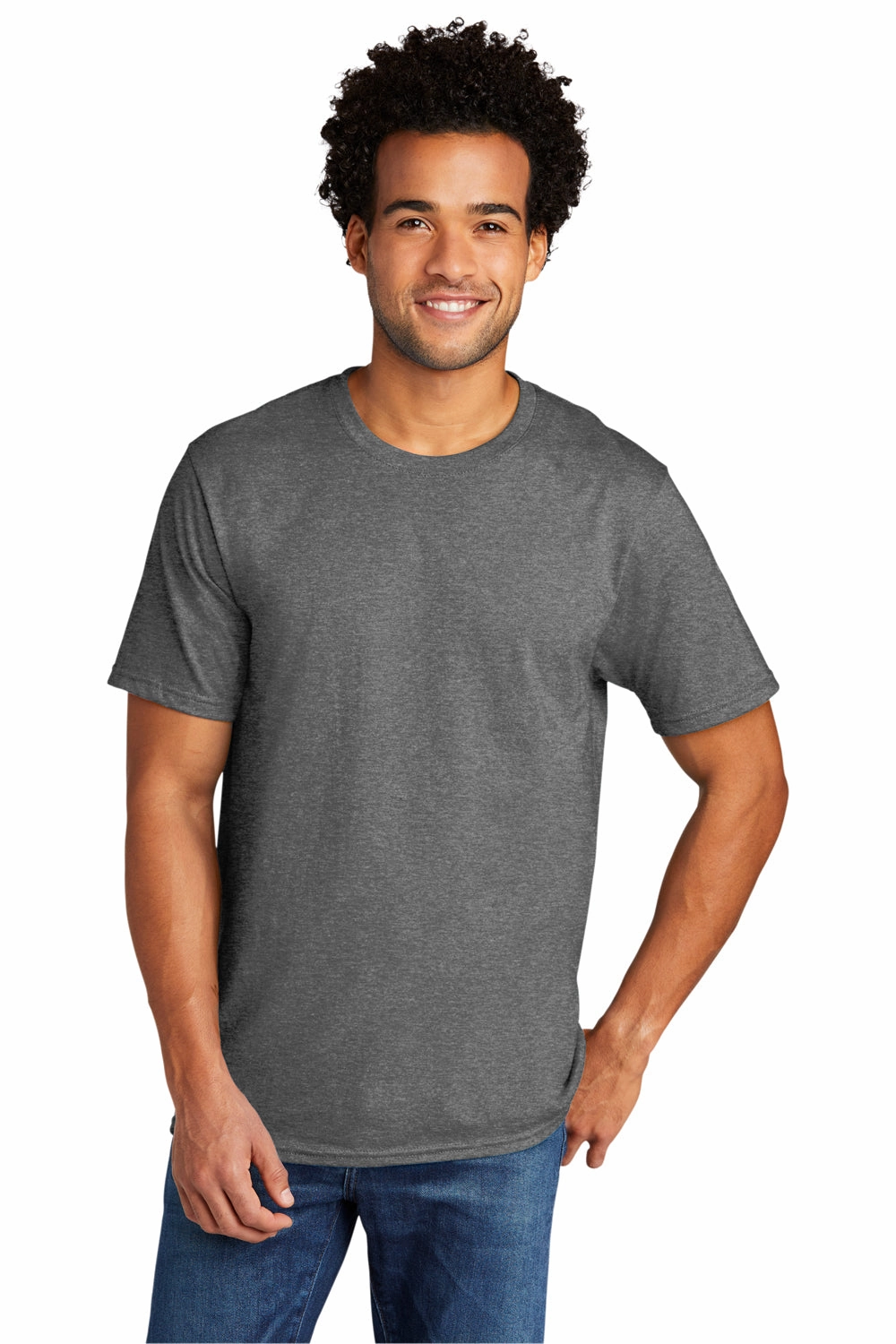 Port & Company Mens Short Sleeve Crewneck T-Shirt - Heather Graphite Grey