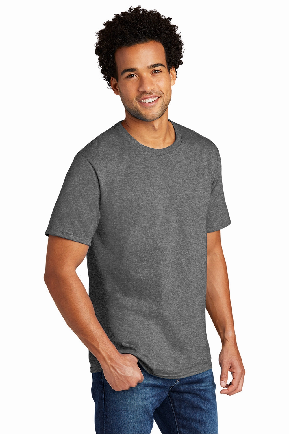 Port & Company Mens Short Sleeve Crewneck T-Shirt - Heather Graphite Grey