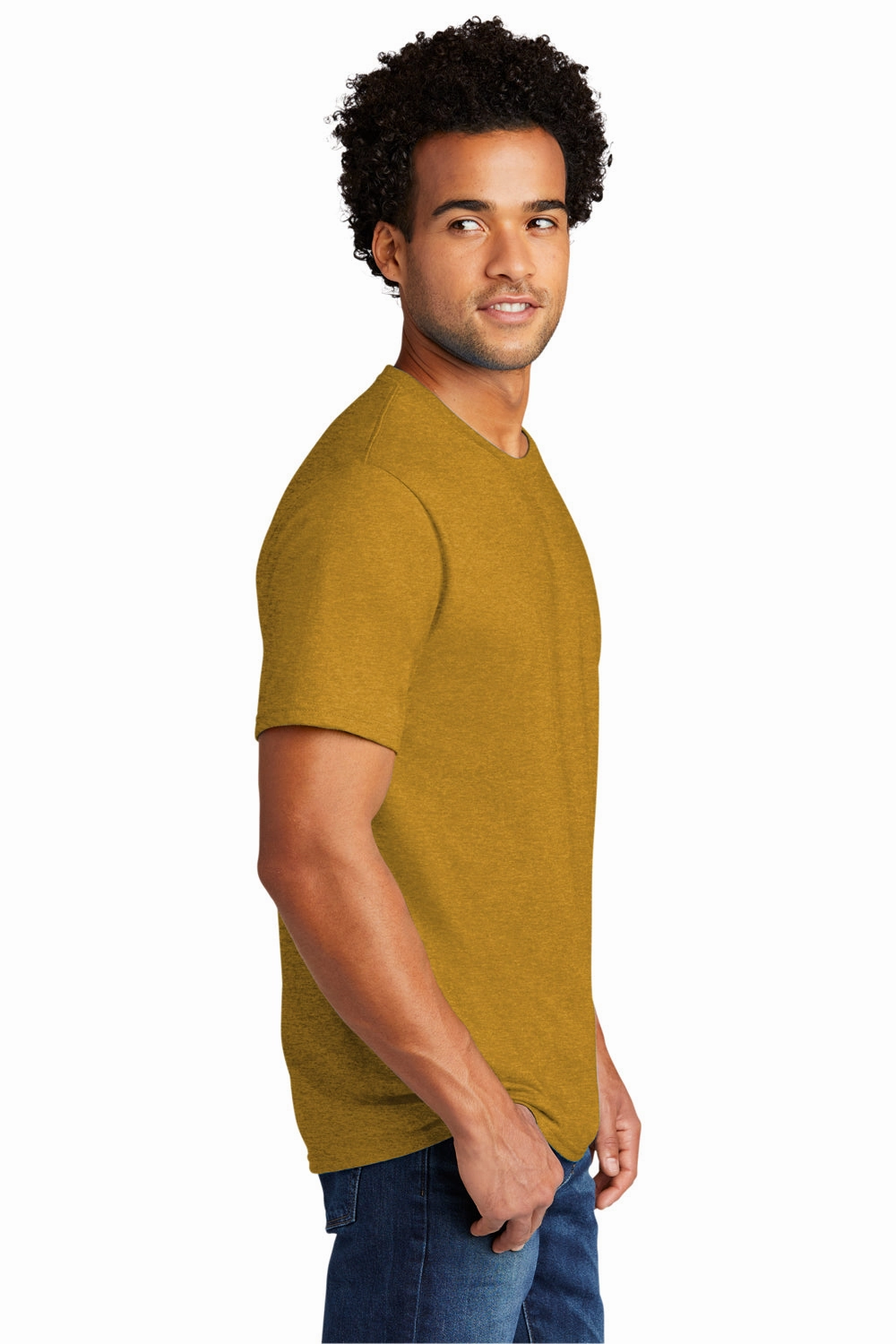 Port & Company Mens Short Sleeve Crewneck T-Shirt - Heather Ochre Yellow
