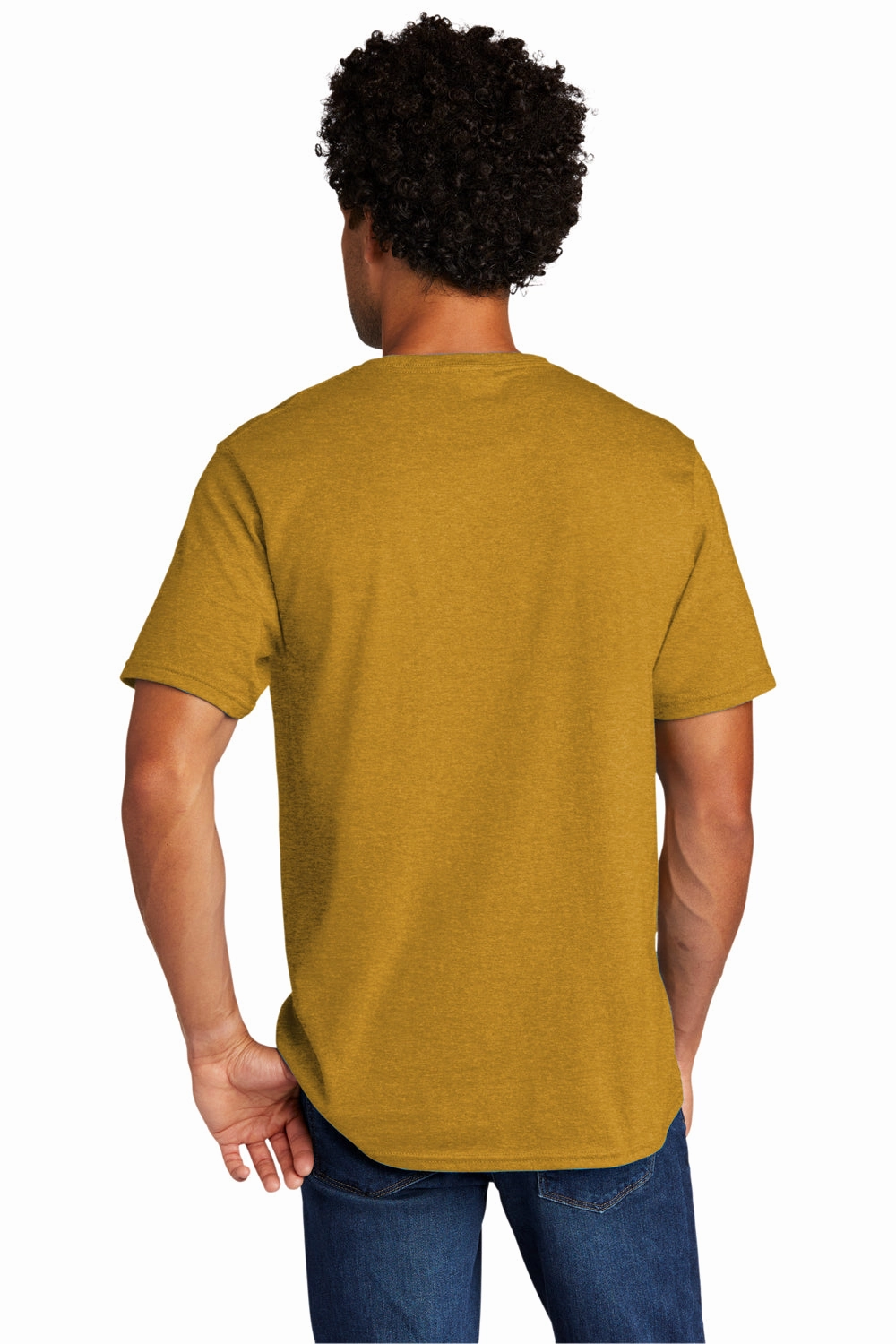 Port & Company Mens Short Sleeve Crewneck T-Shirt - Heather Ochre Yellow