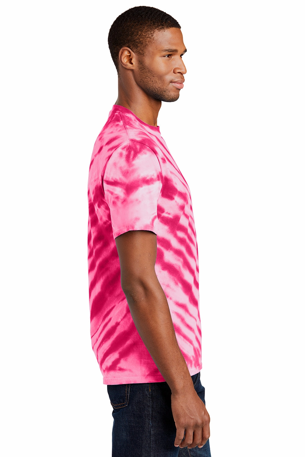 Port & Company Mens Tie-Dye Short Sleeve Crewneck T-Shirt - Pink